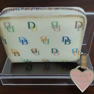 Dooney & Bourke Vintage Small Zip-Around Wallet With Rainbow Zipper.